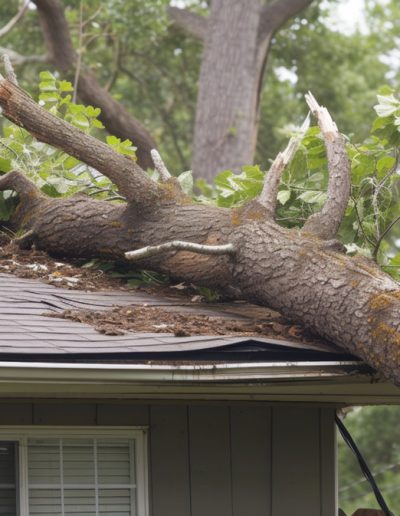 Central Valley Arborist Fallen tree on house