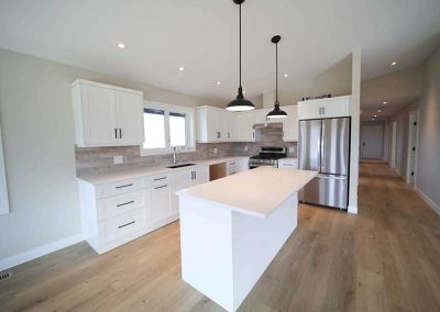 Farmhouse kitchen with crisp quartz countertops