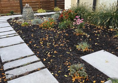 LoneWolf Homes walkway with fountain hardscaping