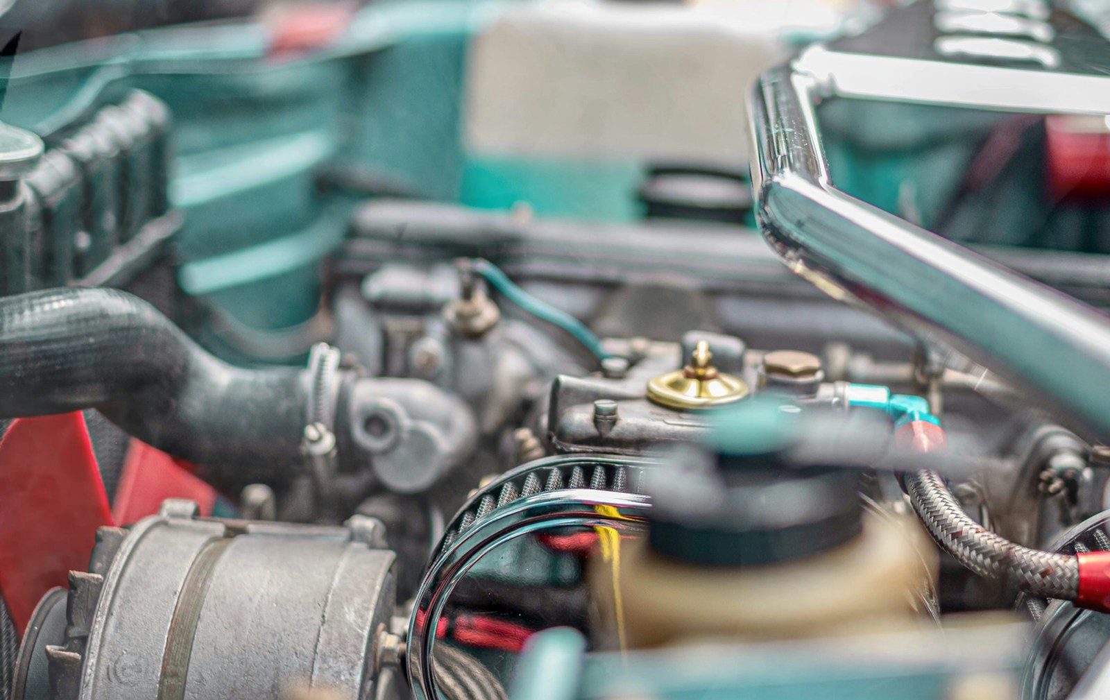 a close up view of a car engine